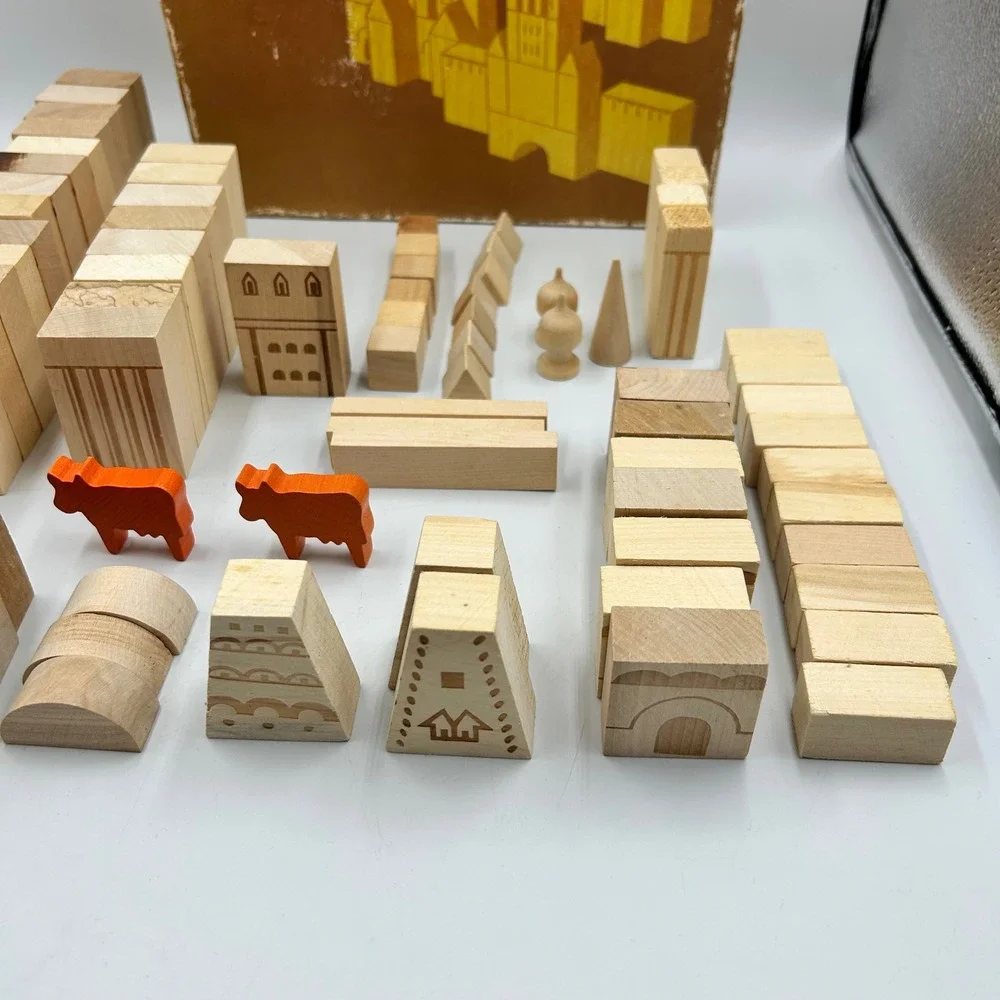 Vintage Moscow Wooden Building Blocks Mockba Tan Kids OS Architectural Set READ